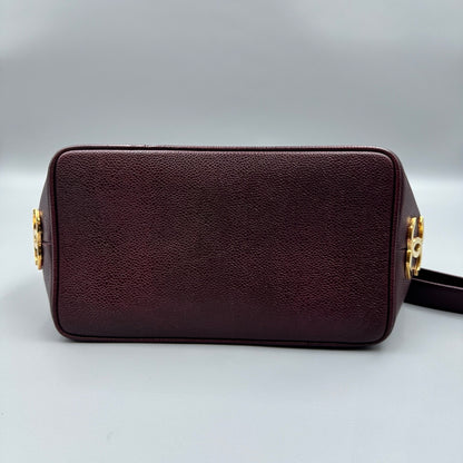 CHANEL MAROON CC ONE SHOULDER BUCKET BAG