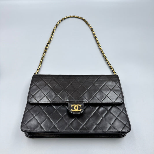 CHANEL BLACK MATELASSE CC SHOULDER BAG