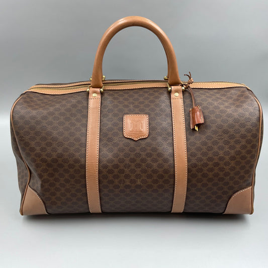 CELINE BROWN MACADAM BOSTON DUFFLE BAG (LARGE)