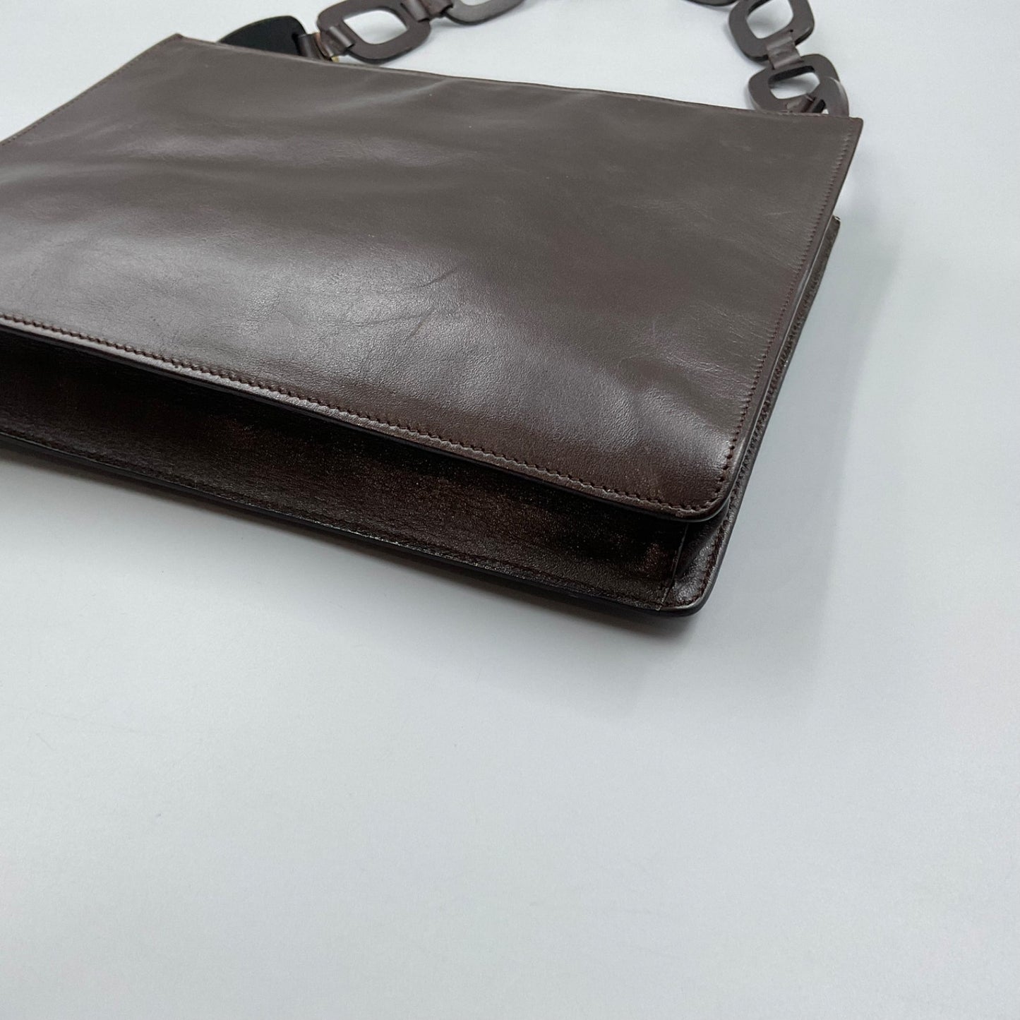 GUCCI BROWN BAG w/ LINK STRAP (INSIDE TEARS)