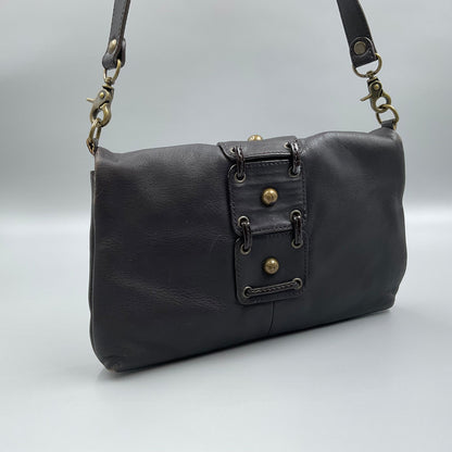 DONALD J. PLINER BLACK LEATHER CLUTCH BAG