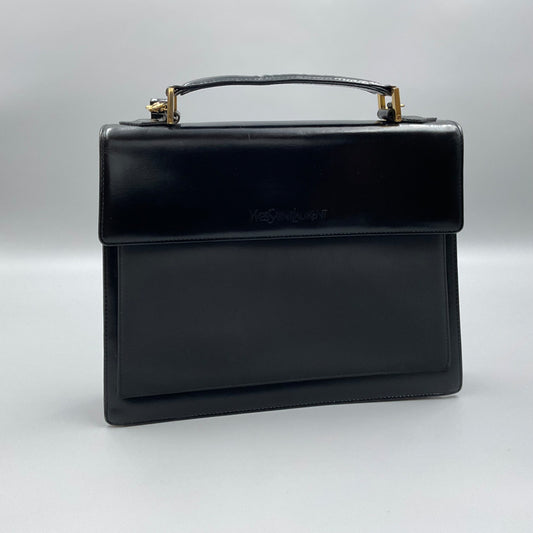 YSL BLACK LEATHER SHOULDER BAG