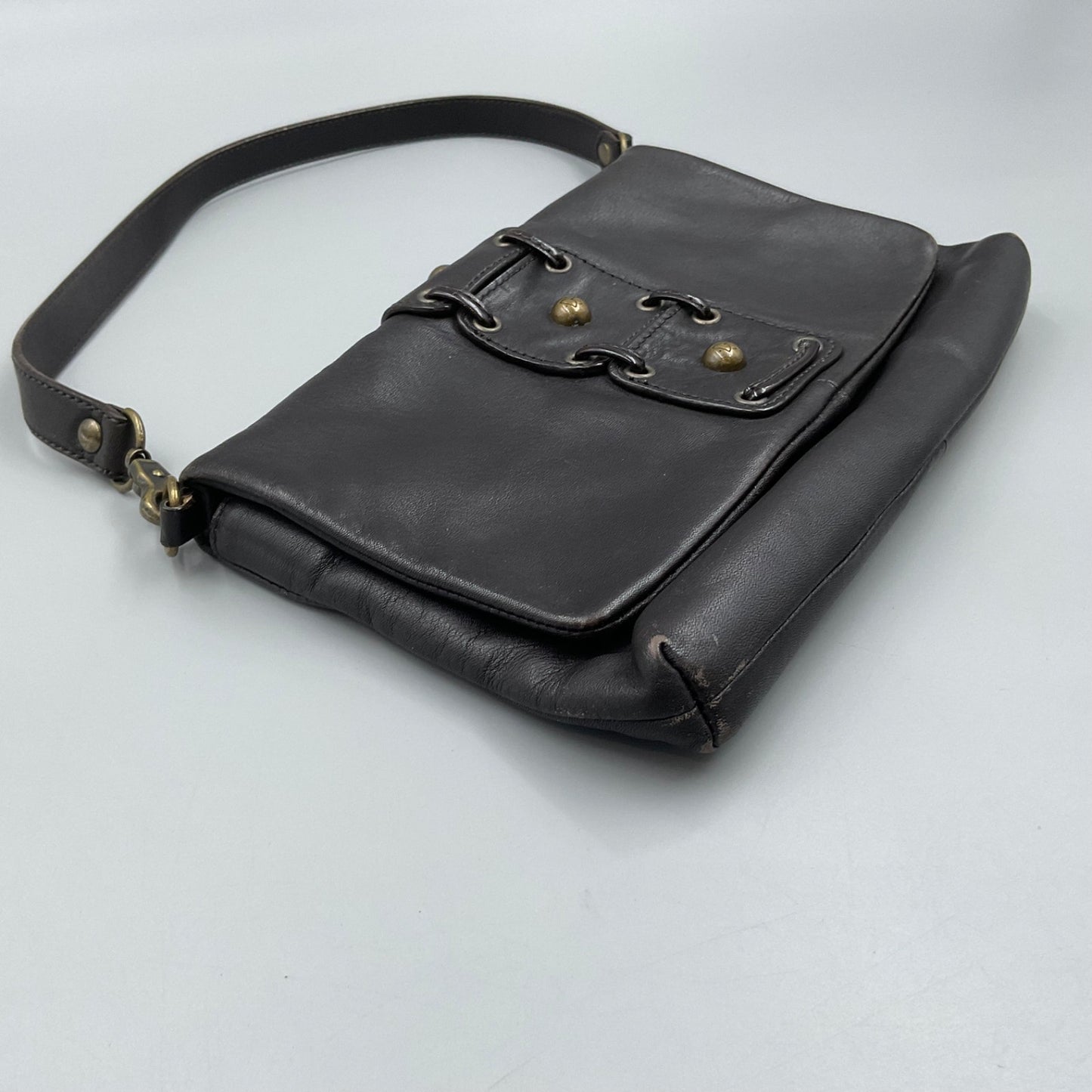 DONALD J. PLINER BLACK LEATHER CLUTCH BAG
