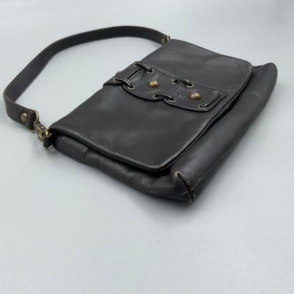 DONALD J. PLINER BLACK LEATHER CLUTCH BAG