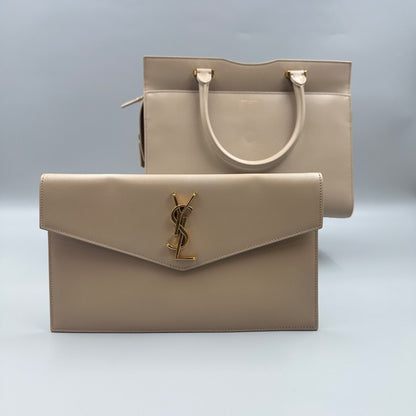 ST. LAURENT BEIGE UPTOWN TOTE BAG