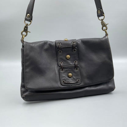 DONALD J. PLINER BLACK LEATHER CLUTCH BAG