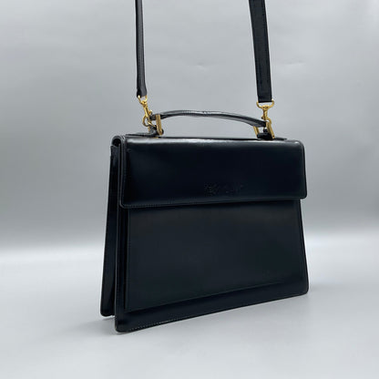YSL BLACK LEATHER SHOULDER BAG