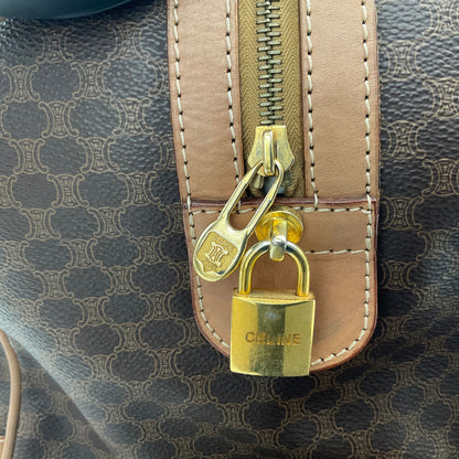 CELINE BROWN MACADAM BOSTON DUFFLE BAG (LARGE)