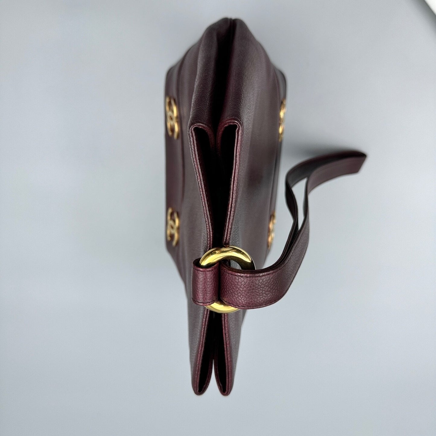 CHANEL MAROON CC ONE SHOULDER BUCKET BAG