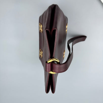 CHANEL MAROON CC ONE SHOULDER BUCKET BAG
