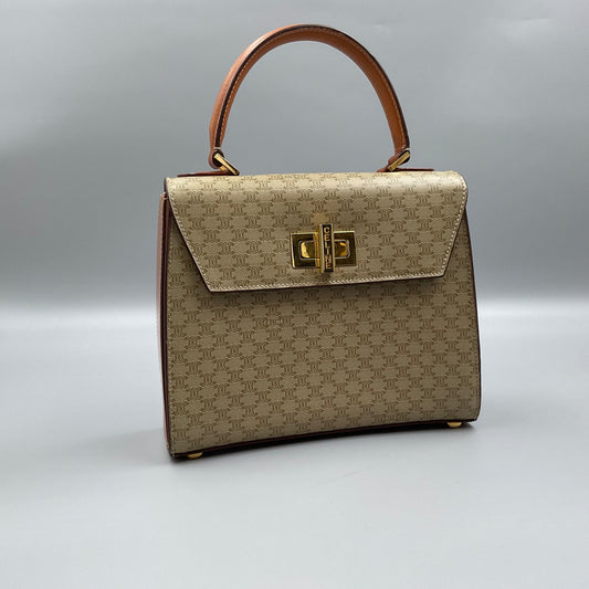 CELINE TAN MACADAM HANDBAG