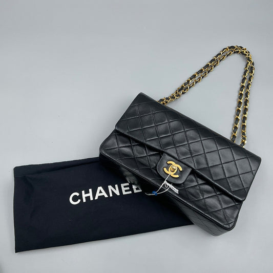 CHANEL BLACK CLASSIC DBL. FLAP SHOULDER BAG