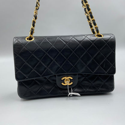 CHANEL BLACK CLASSIC DBL. FLAP SHOULDER BAG