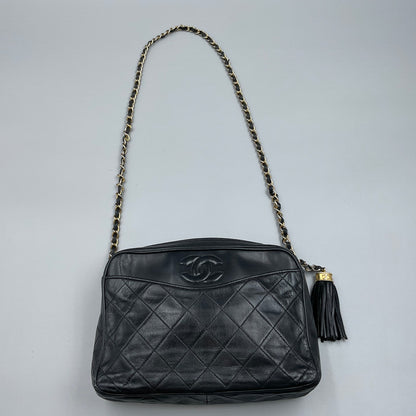 CHANEL BLACK MATELASSE SHOULDER BAG