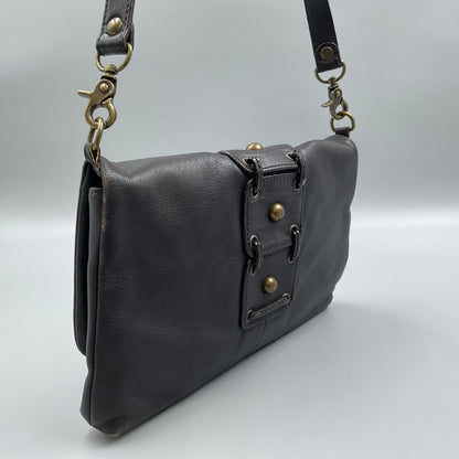 DONALD J. PLINER BLACK LEATHER CLUTCH BAG