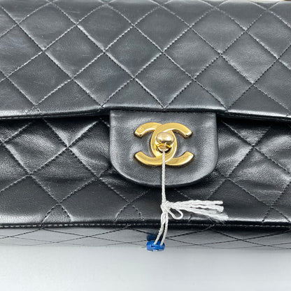 CHANEL BLACK CLASSIC DBL. FLAP SHOULDER BAG