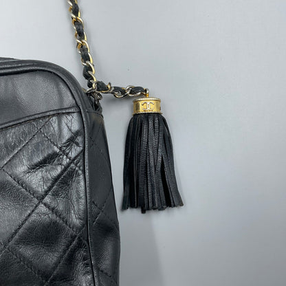 CHANEL BLACK MATELASSE SHOULDER BAG