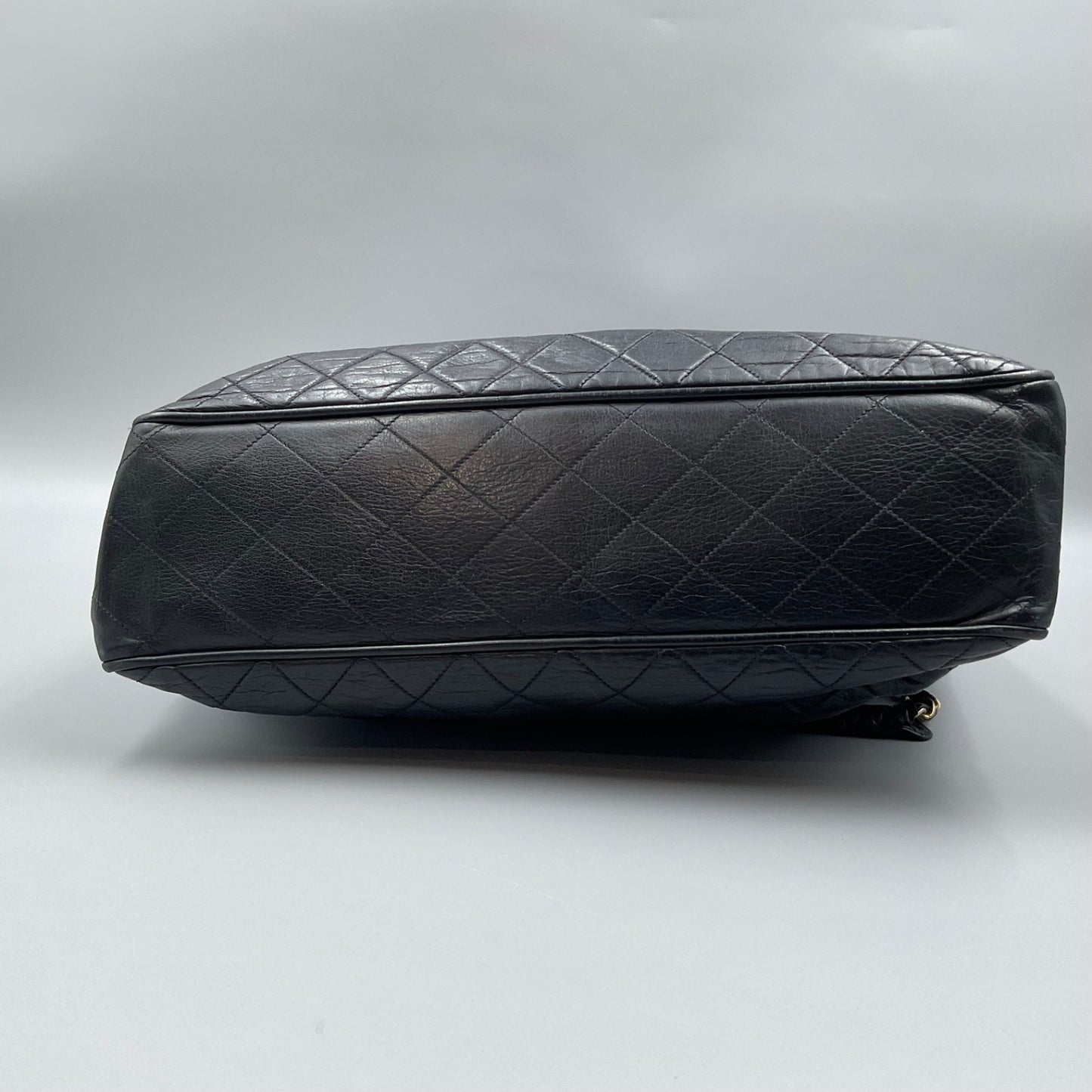 CHANEL BLACK LAMBSKIN CHAIN TOTE BAG