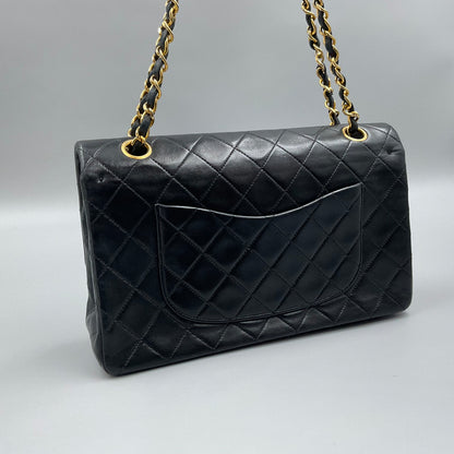 CHANEL BLACK CLASSIC DBL. FLAP SHOULDER BAG